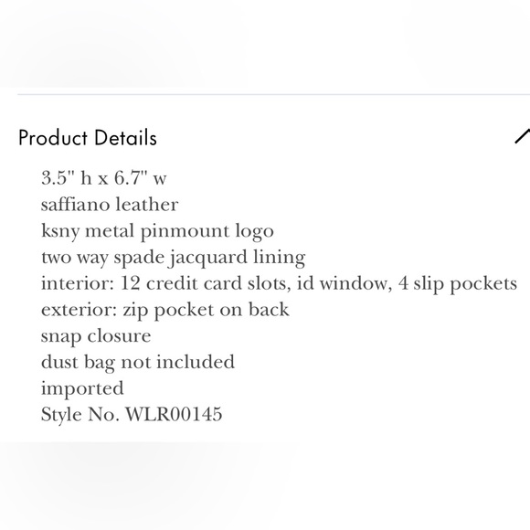 ‼️SOLD‼️♠️ kate spade ♠️ Large Bifold Wallet - Picture 4 of 4